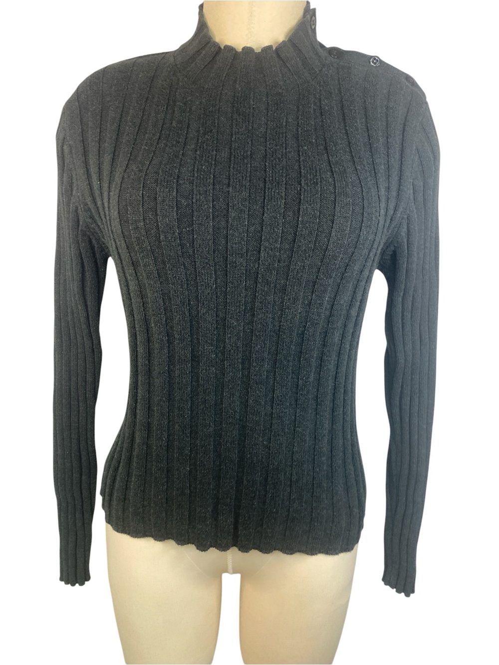 Banana Republic Classic Ribbed Mock Neck Sweater - Charcoal Women’s Large